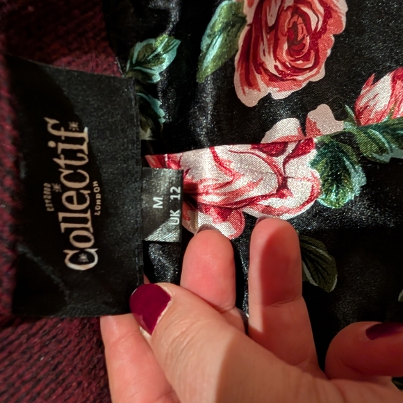 Collectif Burgundy Blazer with Black Faux Fur Collar - Picture 2 of 3